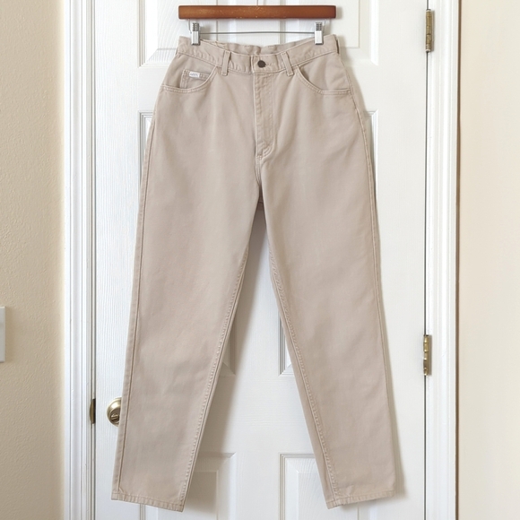 Lee 80's Vintage Union Made Classic High Waisted Tapered Leg Mom Jeans Beige 12 - Picture 1 of 15